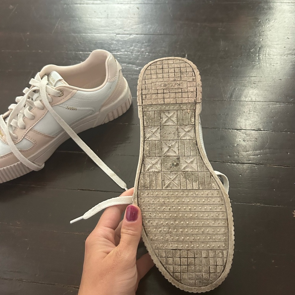 Skechers White and Cream Sneakers - Picture 3 of 5
